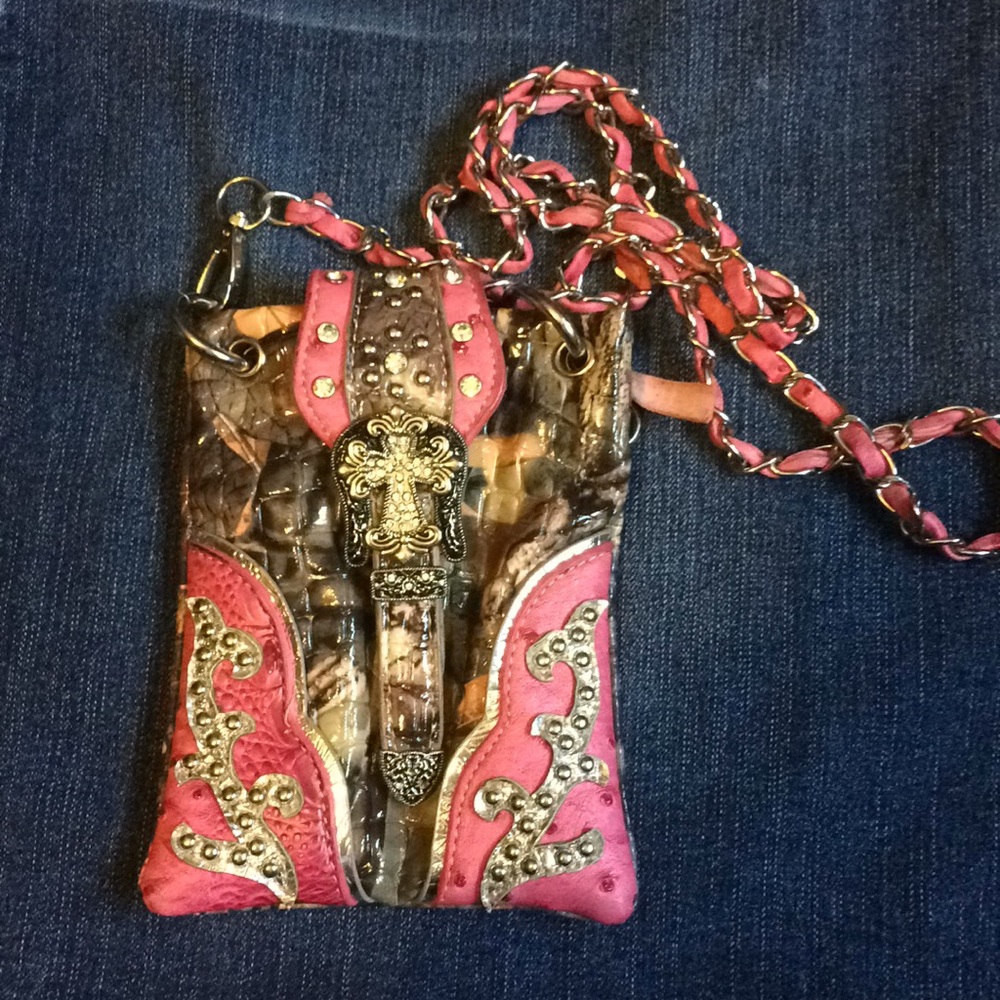 Pink camo bling WESTERN bag case shoulder